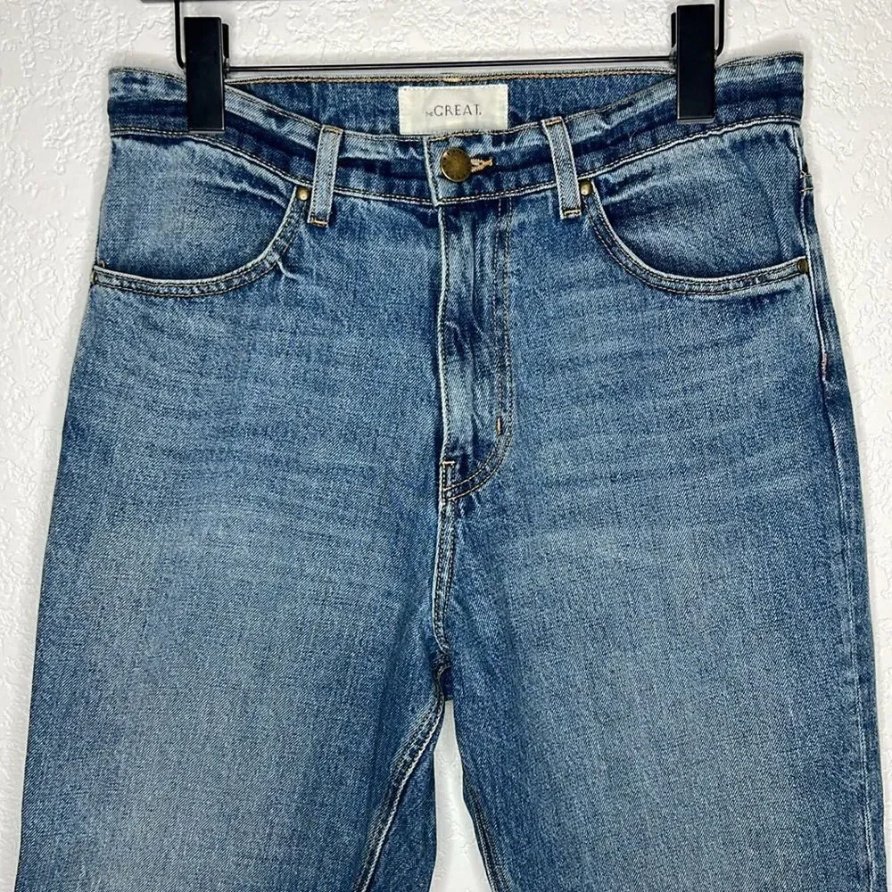 The Great.  THE SLOUCH TAPER JEAN Darker Wash Size 26 - Picture 4 of 15